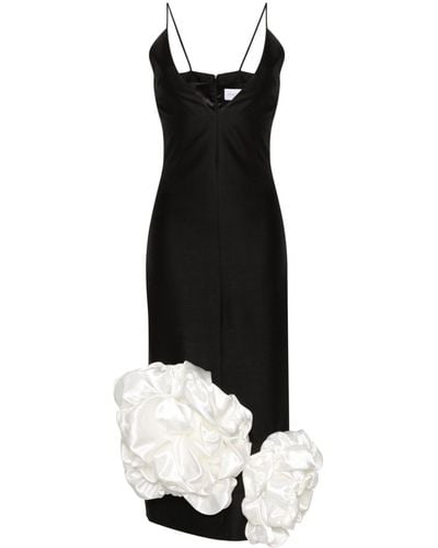 Concepto Bonita Floral-appliqué Midi Dress - Black