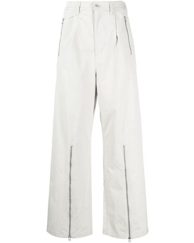 Izzue Pantalones anchos con cremalleras - Blanco