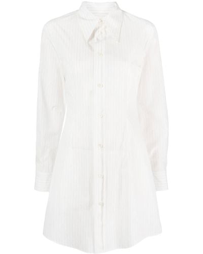 MM6 by Maison Martin Margiela Robe-chemise en coton à rayures - Blanc