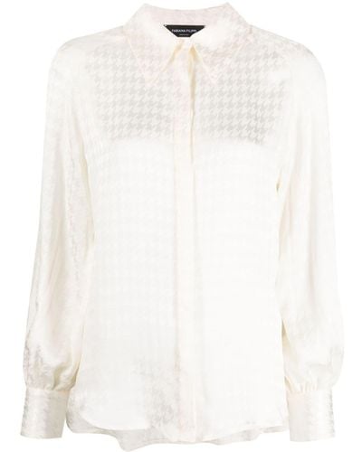 Fabiana Filippi Houndstooth-pattern Long-sleeved Shirt - White