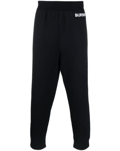 Burberry Pantalon de jogging à logo intarsia - Bleu