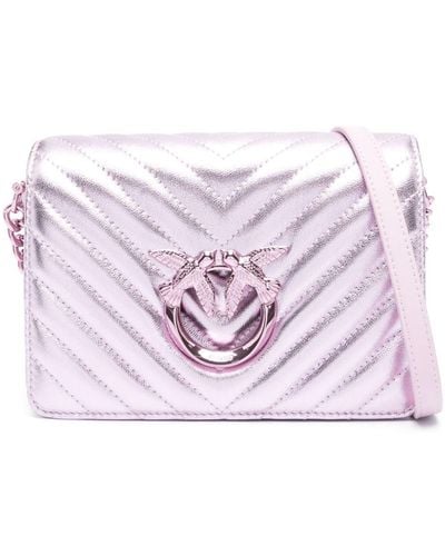 Pinko Mini 'Love Click' Quilted Leather Bag - Pink
