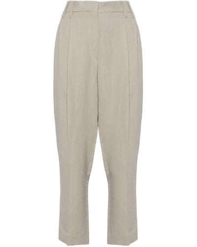 Brunello Cucinelli High-waist Straight-leg Trousers - Natural