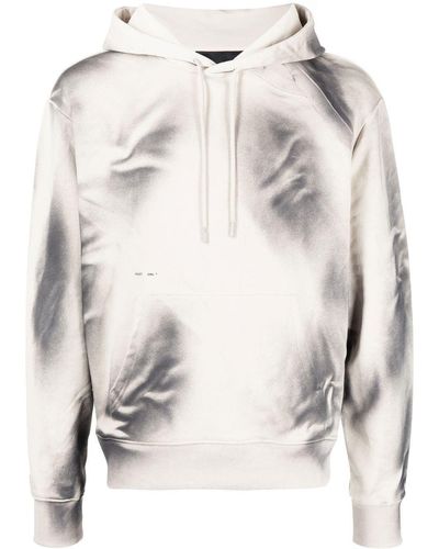HELIOT EMIL Abstract-print Cotton Hoodie - Grey