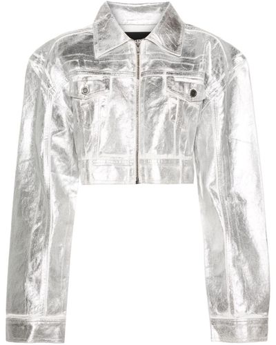 ROTATE BIRGER CHRISTENSEN Jeansjacke mit Metallic-Finish - Weiß
