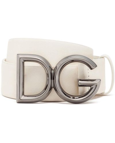Dolce & Gabbana Logo-plaque Adjustable Belt - White