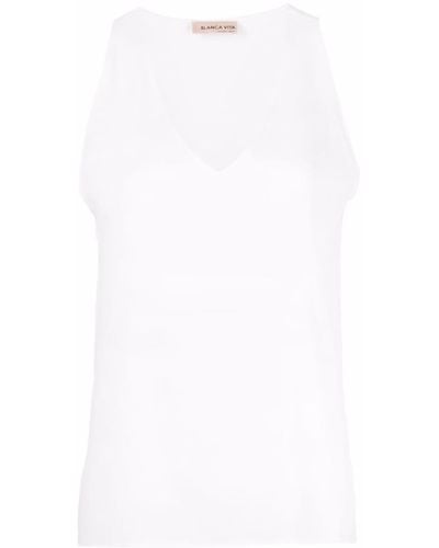 Blanca Vita V-neck Vest Top - White