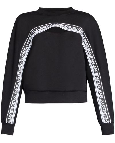 Karl Lagerfeld Logo-tape Cut-out Sweatshirt - Black
