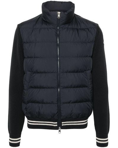 Moncler Knitted-panels Padded Jacket - Blue