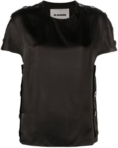 Jil Sander ボタントリム Tシャツ - ブラック