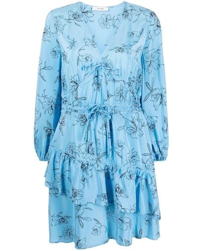 IVY & OAK Floral-print Flared Dress - Blue