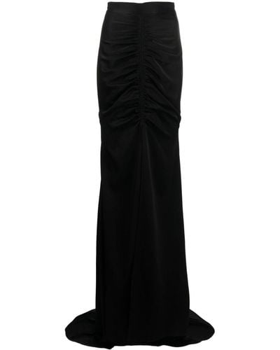 Alex Perry Ruched Satin Maxi Skirt - Black