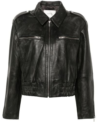 Gestuz Gemmagz Leather Jacket - Black