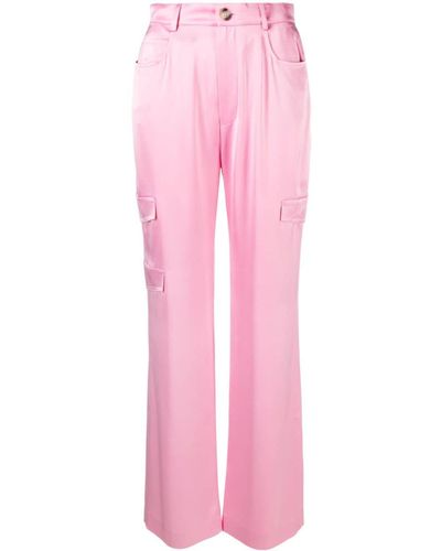 Nanushka Cais Straight-leg Satin Cargo Trousers - Pink