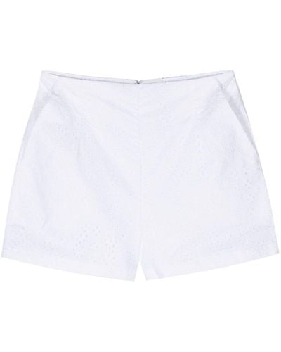 DKNY Broderie-anglaise Cotton Shorts - White