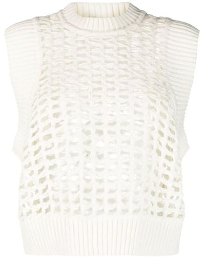 Nude Knitted Sleeveless Vest - Natural