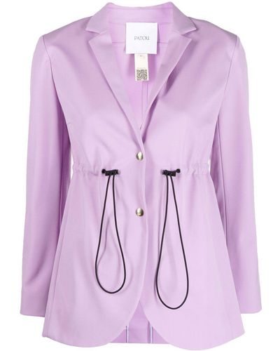 Patou Drawstring Single-breasted Blazer - Purple
