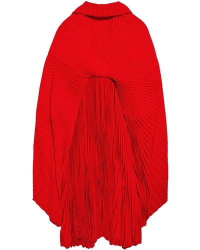 Balenciaga Pleated Draped Maxi Dress - Red