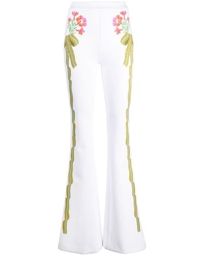 Cynthia Rowley Floral-print Flared Trousers - White