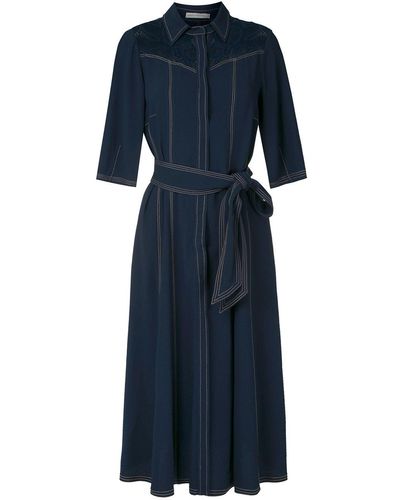 Martha Medeiros Stitching Midi Shirt Dress - Blue