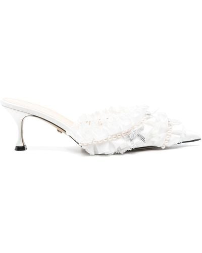 Mach & Mach Beauty Of Antoinette 65mm Mules - White