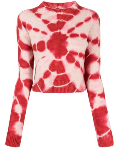 The Elder Statesman Abstract Pattern Cashmere Jumper - Red