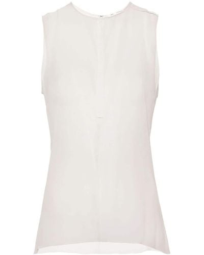 Ami Paris Semi-sheer Silk Top - White