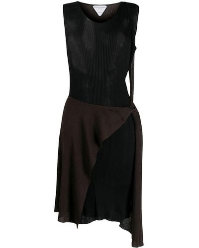 Bottega Veneta Bicolour Sheer Rib-knit Dress - Black
