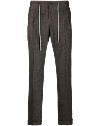 Barba Napoli Houndstooth-pattern Tailored Trousers - Grey