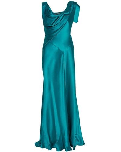 Alberta Ferretti Dress With Draped Details - Blue