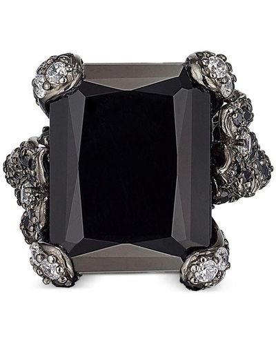 Anabela Chan Bague Black Diamond Cinderella en or blanc 18ct - Noir