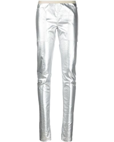 Rick Owens Pantalon droit à effet métallisé - Blanc