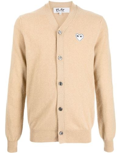 COMME DES GARÇONS PLAY Embroidered-logo Wool Cardigan - Brown