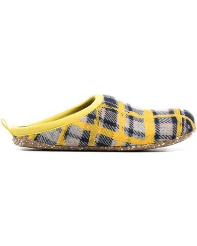 Camper Wabi Grid-pattern Wool Slippers - Yellow