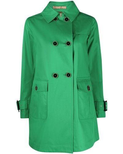 Herno Double-breasted Cotton Trench Coat - Green