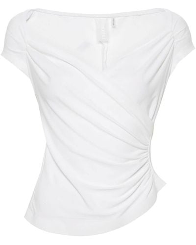 Norma Kamali Camiseta asimétrica drapeada - Blanco