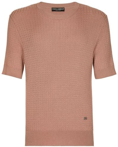 Dolce & Gabbana Short-sleeve Knitted Jumper - Brown