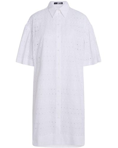 Karl Lagerfeld Broderie-anglaise Organic Cotton Shirtdress - White