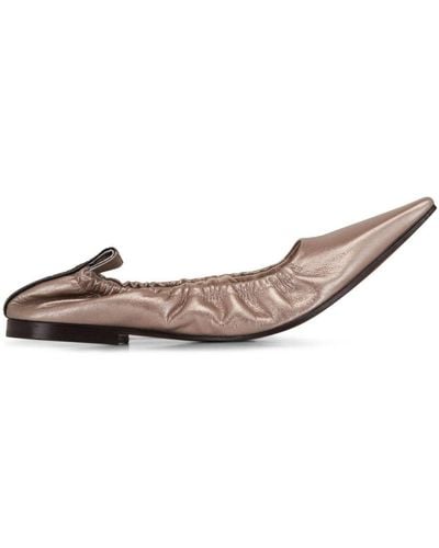 Brunello Cucinelli Monili-trim Metallic-leather Ballet Court Shoes - Pink