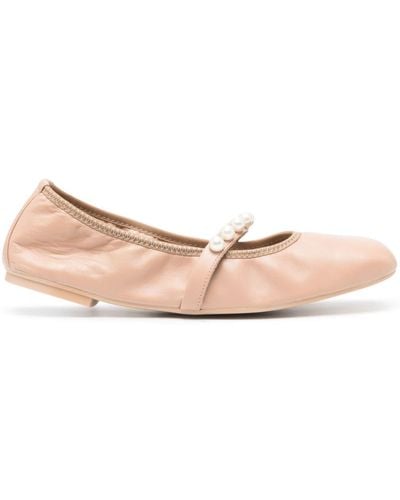 Stuart Weitzman Goldie Leren Ballerina's - Roze
