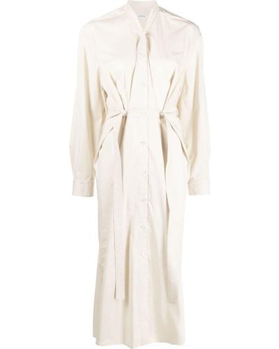 Lemaire Tilted Belted Button-up Robe Dress - Natural