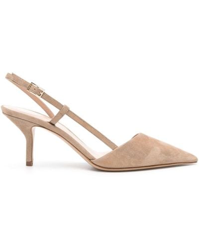 Giorgio Armani 65 Mm Metallic Slingback Pumps - Naturel