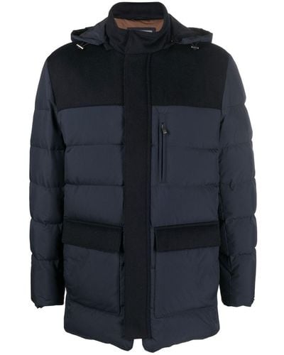 Corneliani Hooded Panelled Padded-design Jacket - Blue