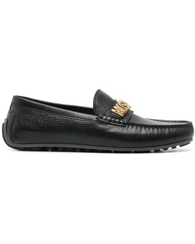 Moschino Logo-lettering leather loafers - Schwarz