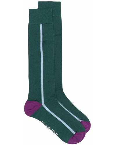 Ganni Calcetines Striped Socks - Green
