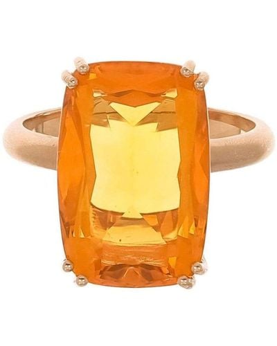 Irene Neuwirth Bague Double Prong en or rose 18ct à ornements - Orange