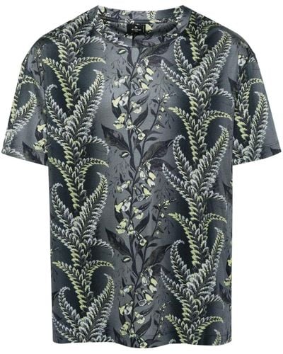Etro Floral-print Silk T-shirt - Grey
