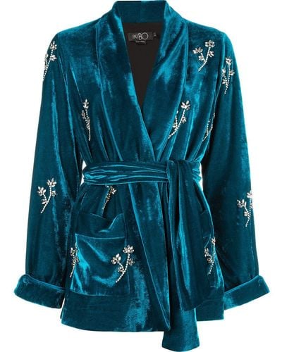 PATBO Beaded Velvet Robe Jacket - Blue