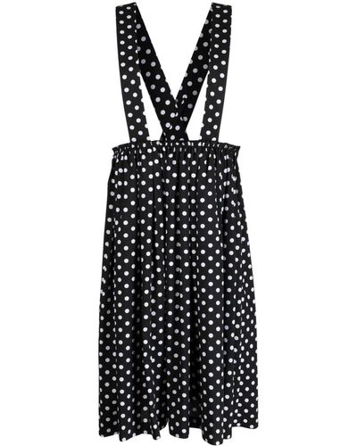 Comme des Garçons Polka-dot Print Pleated Skirt - Black