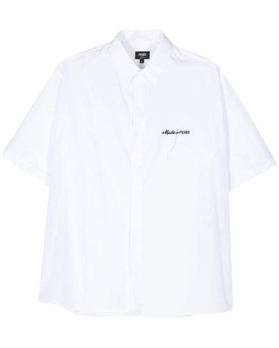Fendi Camisa con logo bordado - Blanco